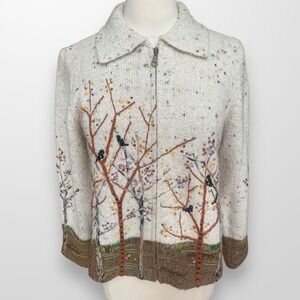 Design Options Philip &‎ Jane Gordon M Cardigan Sweater Fall Leaves Zip Front